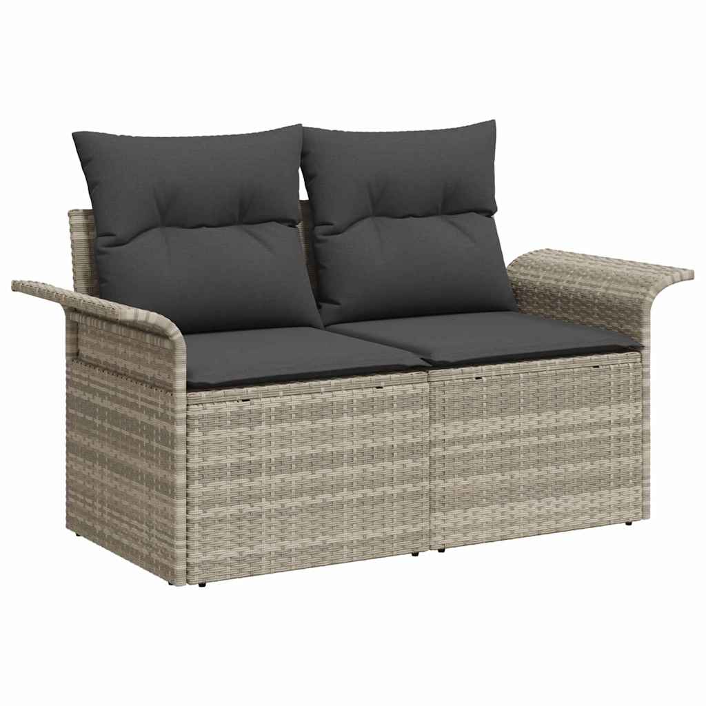 Gartensofa mit Kissen Hellgrau 141 x 62 x 69cm Poly-Rattan